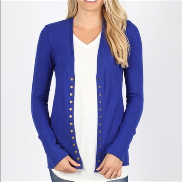 Mocha Snap Button Long Sleeve Cardigan - Picture 5 of 8